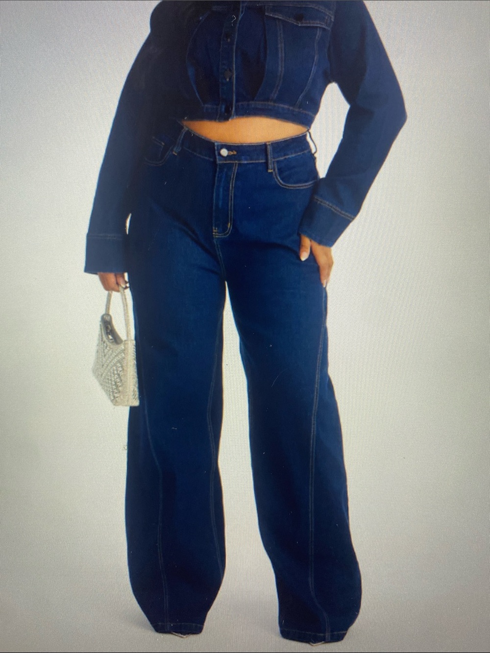 NWT Fashion Nova Fame and Fortune Dark Blue High-Waist Wide Leg Jeans